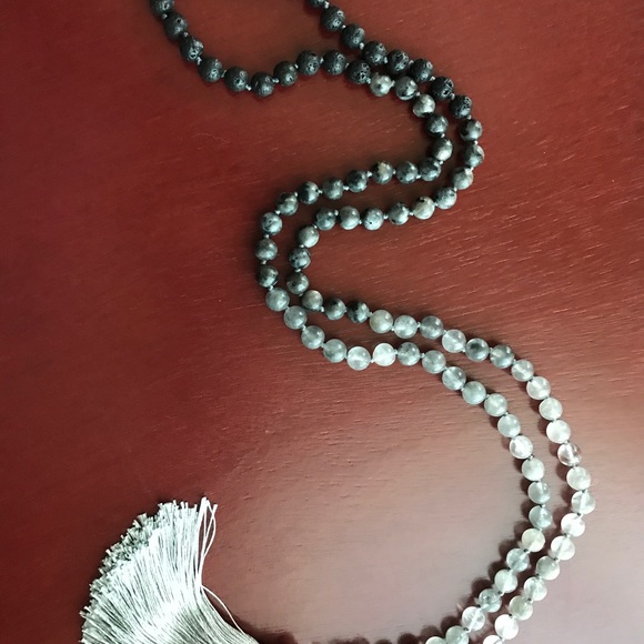 Reiki charged Labradorite and volcanic lava Mala - Picture 5 of 7